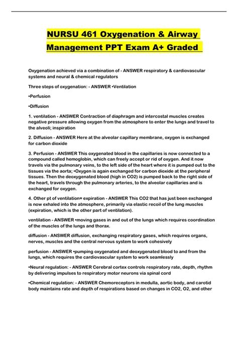 NURSU 461 Oxygenation & Airway Management PPT Exam A+ Graded - NURSU