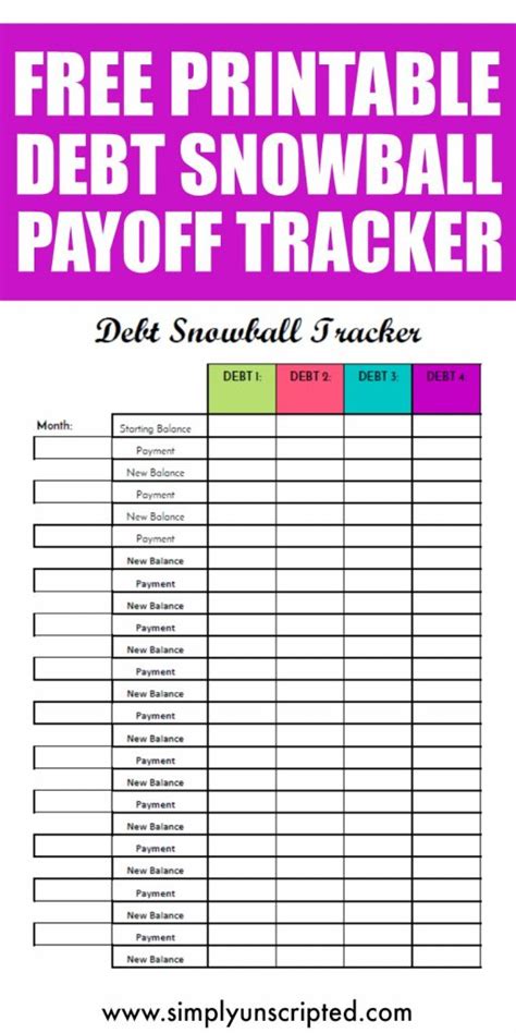 Free Debt Snowball Tracker Printable - Simply Unscripted - Free ...