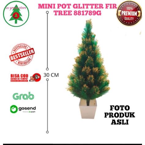 Jual Pohon Natal Mini Pot Kecil Cm Glitter Fir Tree Hiasan Meja Tipe