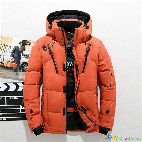 Mens Winter Warm Duck Down Jacket Ski Jacket Snow Hooded Coat Climbing