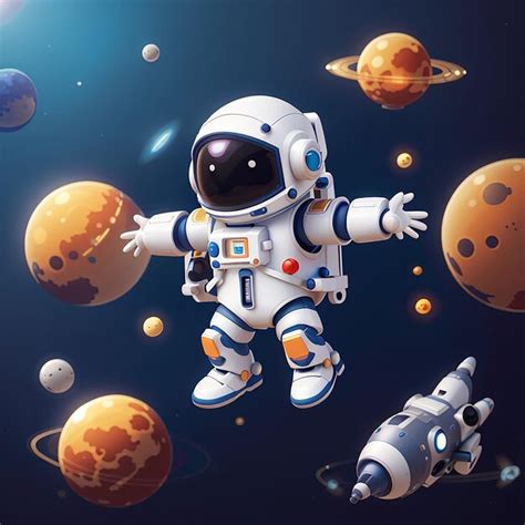 Premium Photo Cute Astronaut Floating With Robot Cartoon Vector Icon