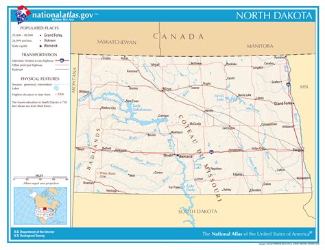 Large Detailed Map Of North Dakota State North Dakota State USA