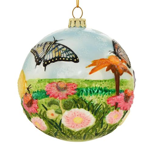 Butterfly Relief 4 Inch Glass Ornament