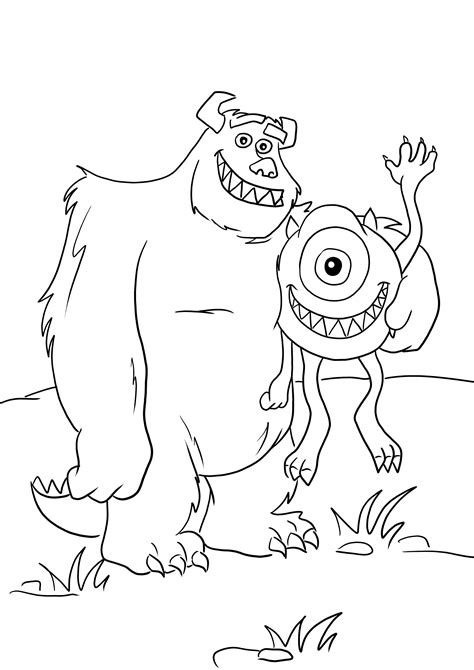 Mike Wazowski E James Sullivan Para Colorir E Imprimir Gratuitamente