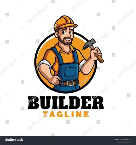 Builder Cartoon Mascot Logo Design Your Stock Vector Royalty Free