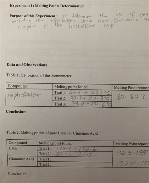 Solved Experiment Melting Points Determination Purpose Of Chegg