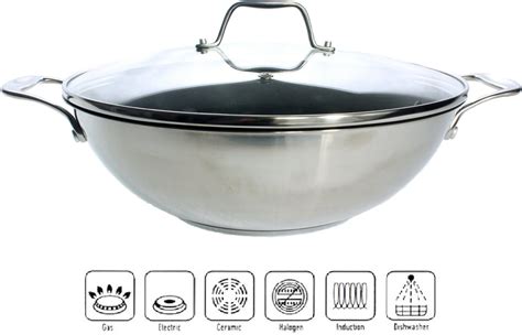 Wok Royal Vkb Cm Mit Glas Deckel Edelstahl Antihaft Wok Pfanne Auch