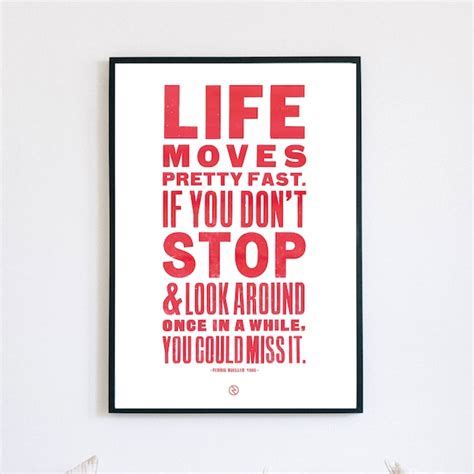 Ferris Bueller Life Moves Pretty Fast Poster Etsy