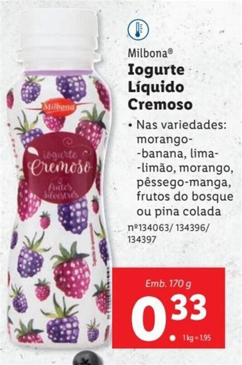 Promoção Milbona Iogurte Líquido Cremoso em Lidl