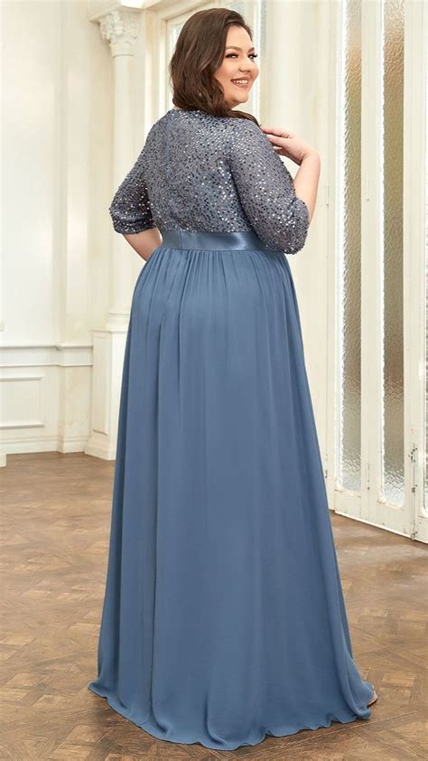 Elegant Round Neckline Long Sleeves Sequin Evening Dress Ever Pretty