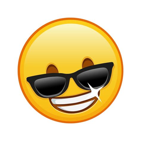 Rosto sorridente em óculos de sol grande tamanho de sorriso emoji