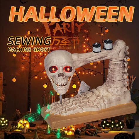 Realistic Skeleton Sewing Machine With LED Skeletons Decoration