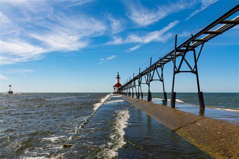 St Joseph Pier Lighthouse Stock Photo - Download Image Now - Antique ...