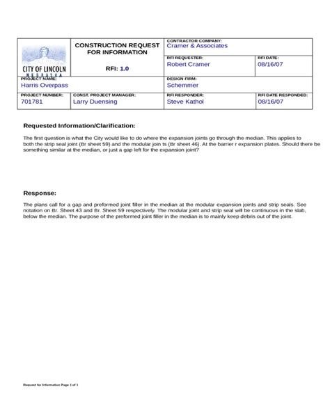 2024 Construction Rfi Template Fillable Printable PDF Forms Handypdf