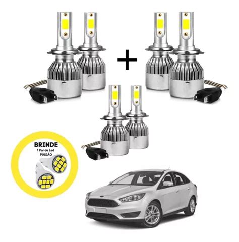 Kit Super Led New Focus Farol Alto Baixo Milha Frete Gr Tis