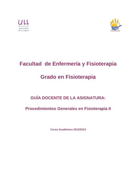 PDF Facultad de Enfermería y Fisioterapia Grado en Fisioterapia PDF