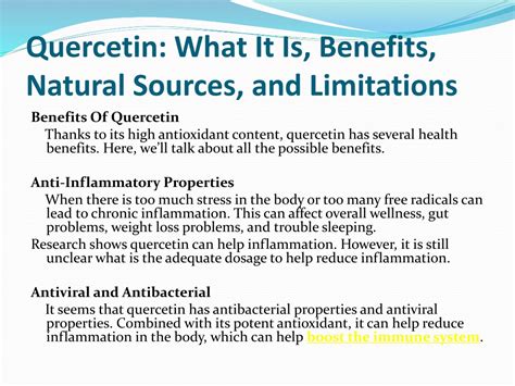 Ppt Quercetin What It Is Benefits Natural Sources And Limitations