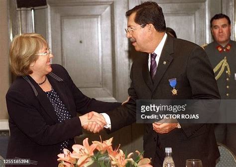 Michelle Bachelet Minister Of Defense Of Chile Greets The Admiral