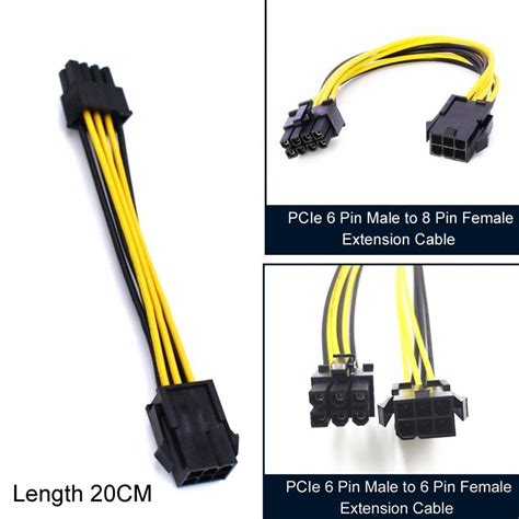 Pcie 6 Pin Male To Female Extension Cable 0 2m 6pin To 8pin 6pin To 6pin For Display Card