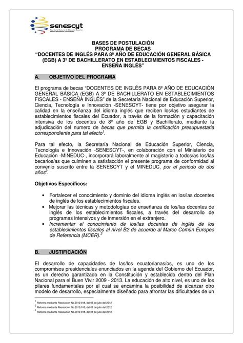 Bases De Postulación Becas Enseña Inglés By Redbecarios Senescyt Issuu