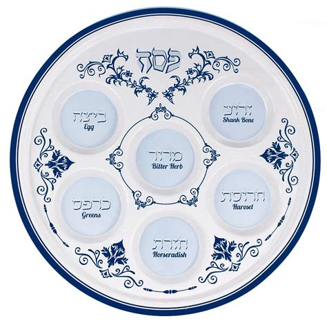 Snapklik Elegant Ceramic Passover Seder Plate Floral Renaissance