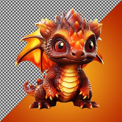 Png Psd D Renderizado Bonito Beb Drago De Lava Isolado Em Um Fundo