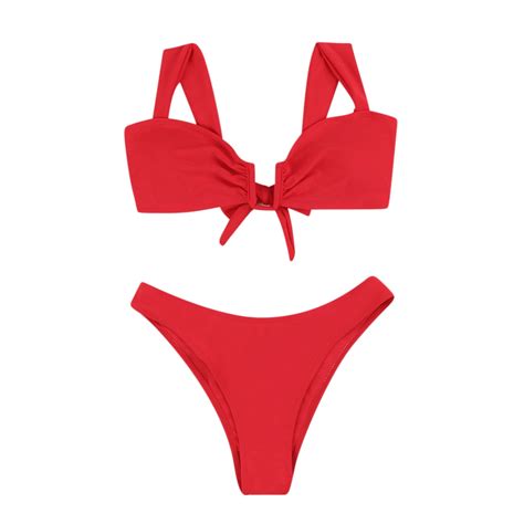 Usnsm Two Piece Swimsuits For Women Solid Color Bikini Sets Tie Back