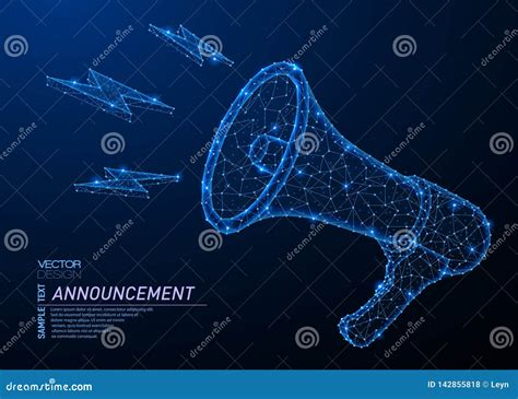 Bullhorn Abstract Vector 3d Megaphone On Blue Background Communication Announcement Message