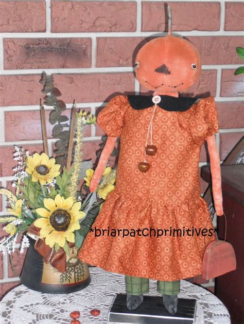 Primitive 20 Standing Pumpkin Head Doll Halloween Fall Folk Art Folk Doll Folk Art Dolls