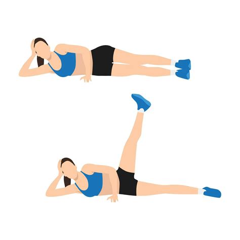 Woman Doing Lying Side Hip Abduction Exercise Flat Vector Illustration