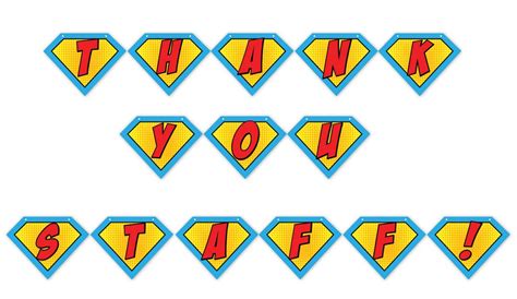 Thank You Staff Banner Bry Blue Red Yellow Color Instant Download Etsy