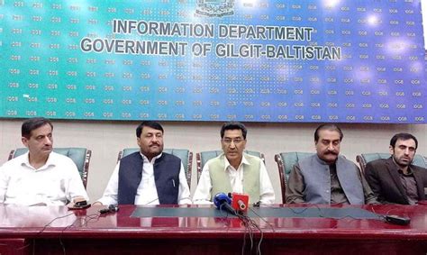 Provincial Ministers Gilgit Baltistan Addressing A Press Conference Regarding The Prime Minister