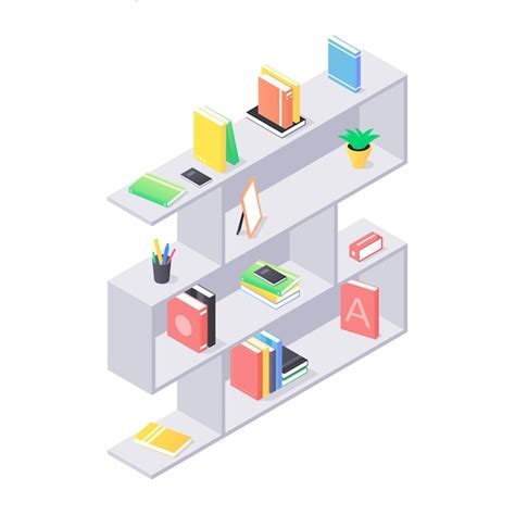 Premium Vector Close Up On Modern Shelves With Books Isometric