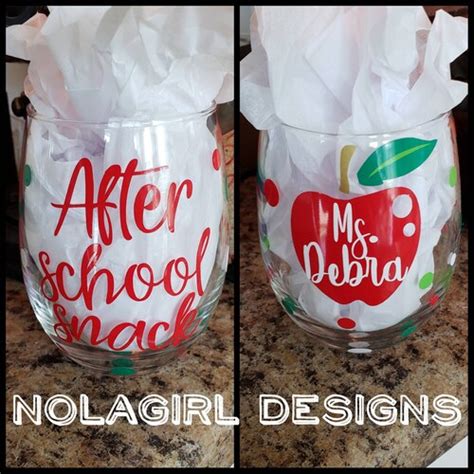 Teacher Wine Glass Teacher T After School Snack Back To Etsy