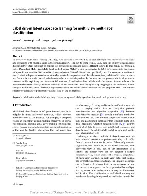 Label Driven Latent Subspace Learning For Multi View Multi Label