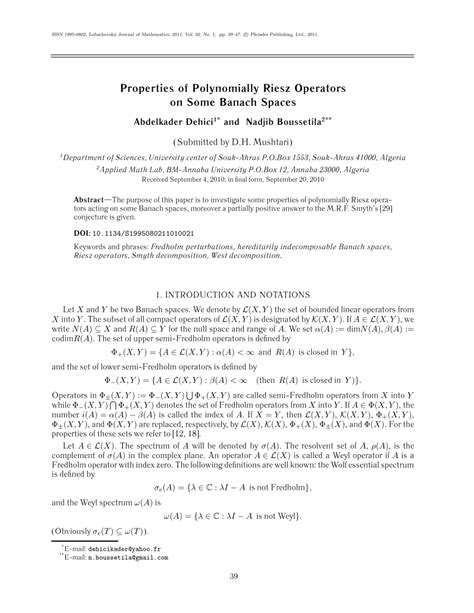 Pdf Properties Of Polynomially Riesz Operators On Some Banach Spaces