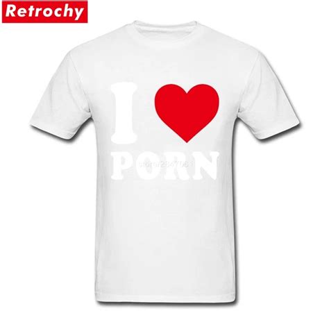 Creative I Love Porn Tee Shirt Men Red Heart Shirt Tees Sex Group Short