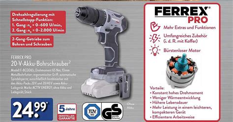 Ferrex Pro 20 V Akku Bohrschrauber Angebot Bei ALDI Nord 1Prospekte De