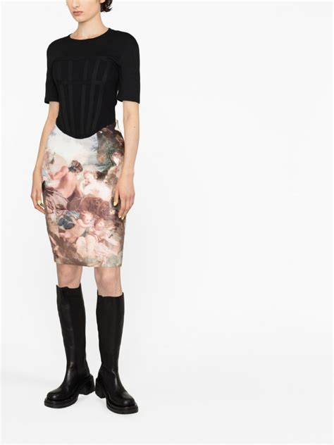 Balmain Printed Pencil Skirt Farfetch