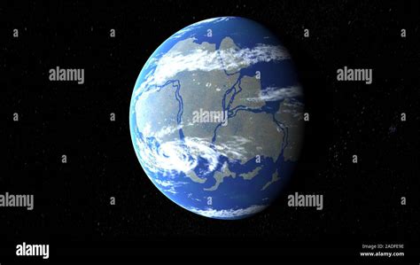 Pannotia. Artwork of prehistoric Earth with its land mass formed as one ...