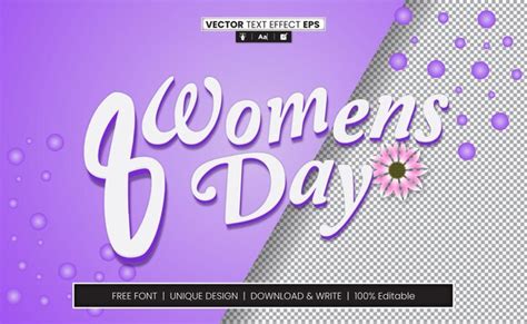 Premium Vector Womens Day D Text Effect Fully Editable