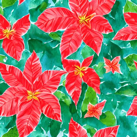 Tropical Poinsettia Flowers Pattern · Creative Fabrica