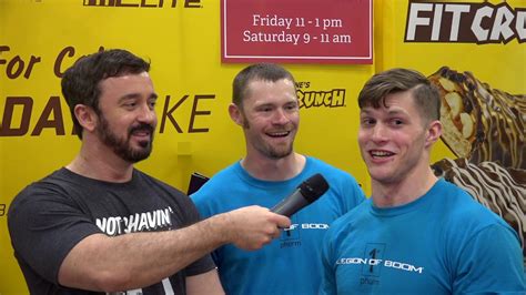 Thomas Terry And Fausto Fernós Taste A Protein Bar At Arnold Fitness Expo