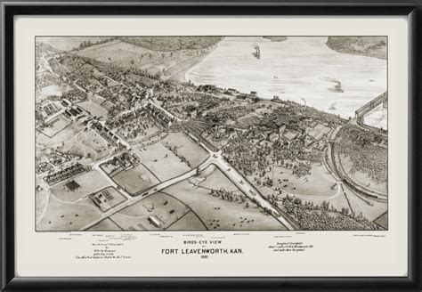 Fort Leavenworth KS 1881 Vintage City Maps Restored Bird S Eye Views