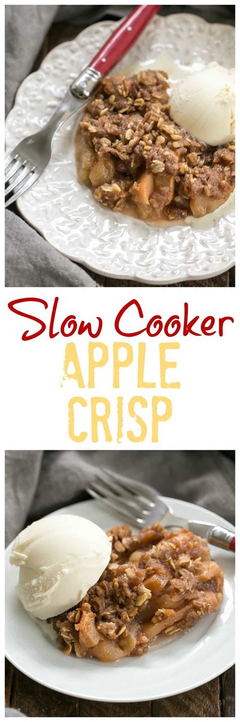 Easy Slow Cooker Apple Crisp Perfect Fall Dessert Pecan Desserts Recipes Fall Desserts Apple