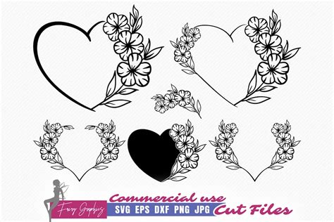 Floral Heart Wreath Svg Floral Heart Svg Valentines Svg Frame Love Svg