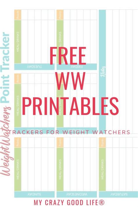 Free Weight Watchers Printables For Measurements Points My Crazy