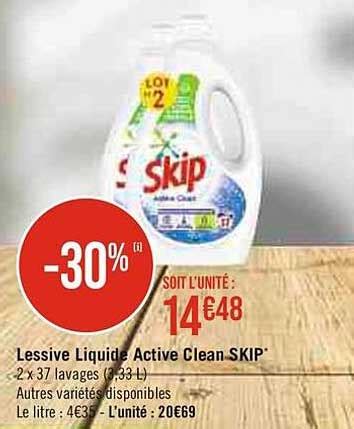 Promo Lessive Liquide Active Clean Skip Chez Intermarch Hyper