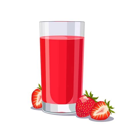 Vaso Lleno De Jugo De Fresa Roja Reci N Exprimido Bebida De Verano De