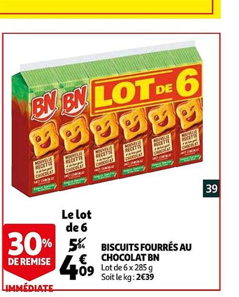 Offre Biscuits Fourrés Au Chocolat Bn chez Auchan